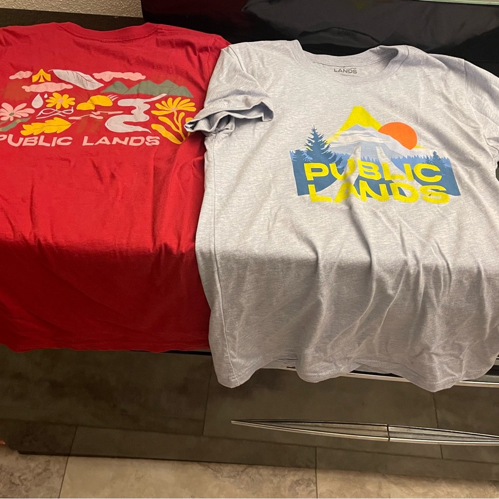 Medium Public Lands Graphic T-Shirts - Red and Gray